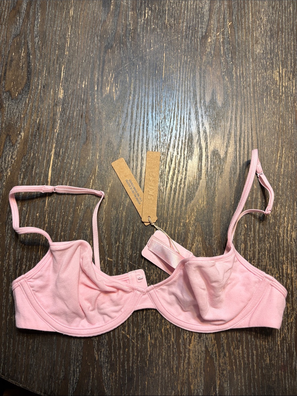 SKIMS everyday cotton unlined Light Pink Underwire Bra 36B NWT